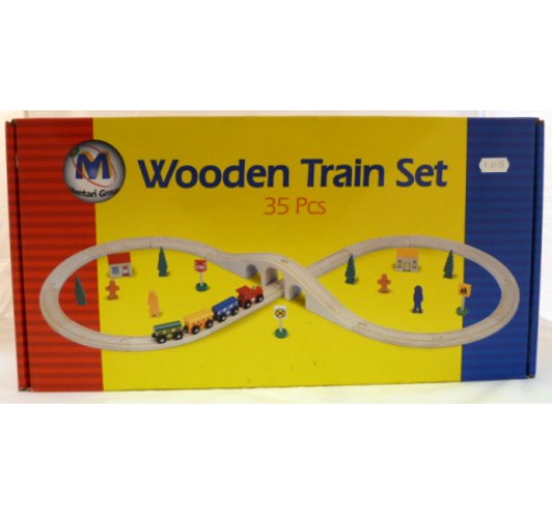 houten treinbaan set 35 delig